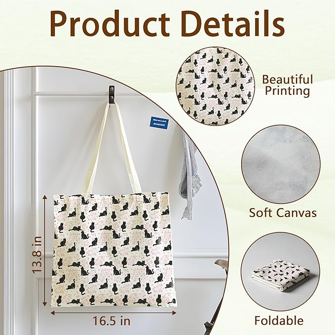 Tote Bag For Women Man, Reusable Work Shopping Grocery Shoulder Bags