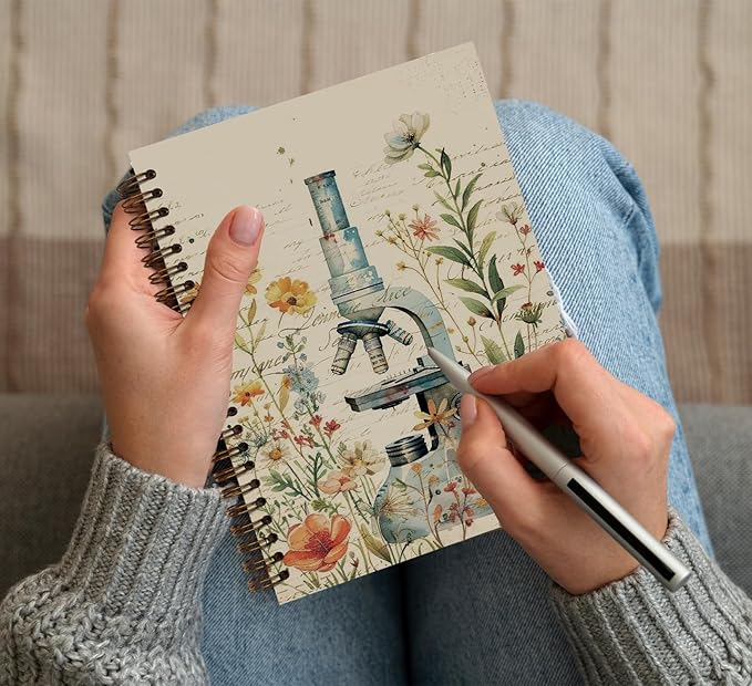 KDHTY Vintage Chemistry Notebook Book Floral Notebook Journal,Cottagecore Science Teacher Gifts,Cottagecore Notebook Journal for Work Office School Student Teacher,5.5x8.3