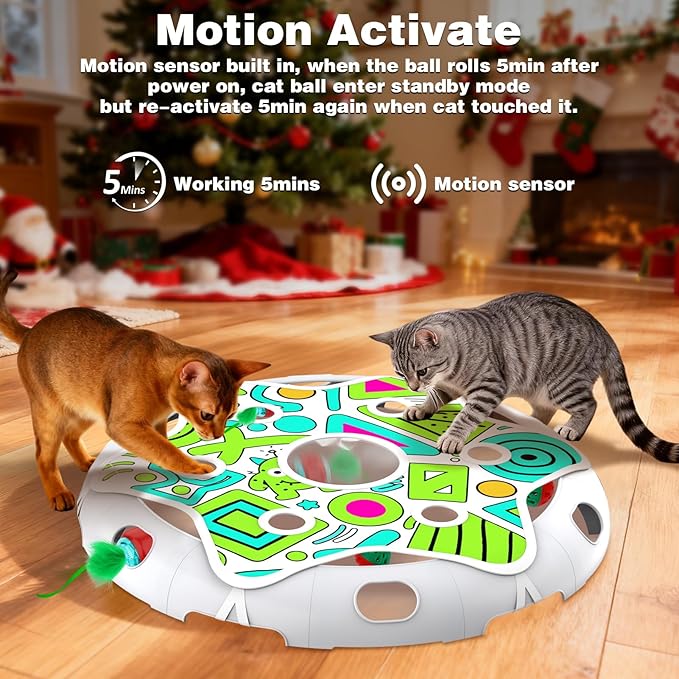 Cat Toys Interactive Maze Game Mouse Catching for Indoor Cats (Green, Large)