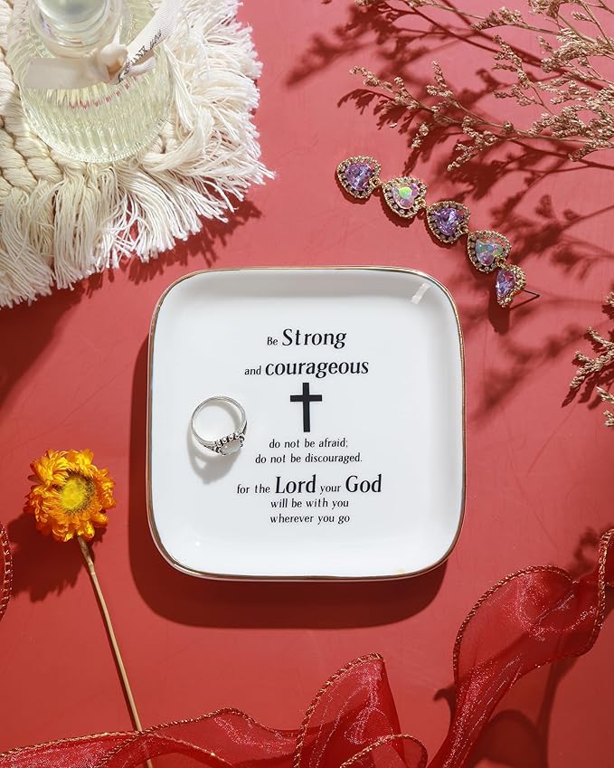 PUDDING CABIN Christian Gifts for Women Friends Faith Ring Dish, Religious Gift, Spiritual Gifts for Women Daughter Adult Sister Teen Girls Coworkers Christian Sisters