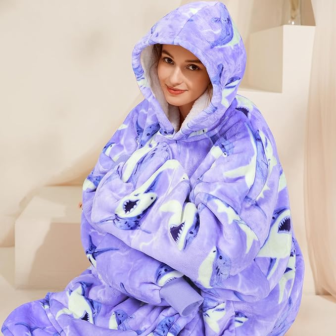Narecte Cozy Oversized Blanket Hoodie Wearable Blanket Adults Soft Hooded Blanket Hoodie Birthday Gifts for Women Christmas