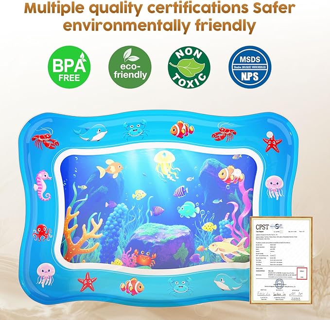 Cat Water Mat - Interactive Cat Toys Upgraded Thickened 0.7mm PVC Cooling & Heating Water Bed with Floating Fish, Anti-Scratch Leak Proof Foldable Water Sensor Play Mat for indoor/Outdoor Cats