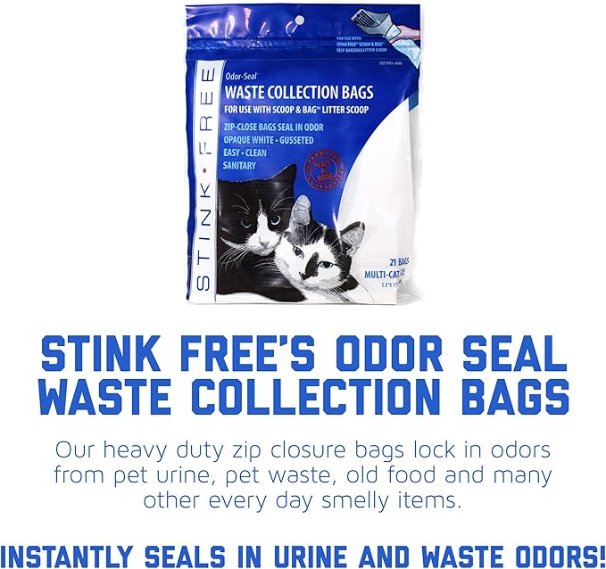 Scoop & Bag Odor Sealing Cat Litter Poop Waste Bags 3 Pkgs