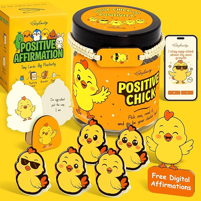 Stofinity Emotional Support Chicken Gifts For Women - Positive Affirmation Cards For Women Birthday Gift Ideas, Unique Inspirational Gifts For Coworker, Motivational Chicken Decor for Office Desk