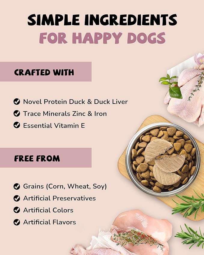 PAWUP Freeze Dried Duck Dog Treats & Food Topper, Limited Ingredient for Sensitive Stomach & Skin, High Protein Grain Free for Picky Eaters, Bulk Value Size 14 oz