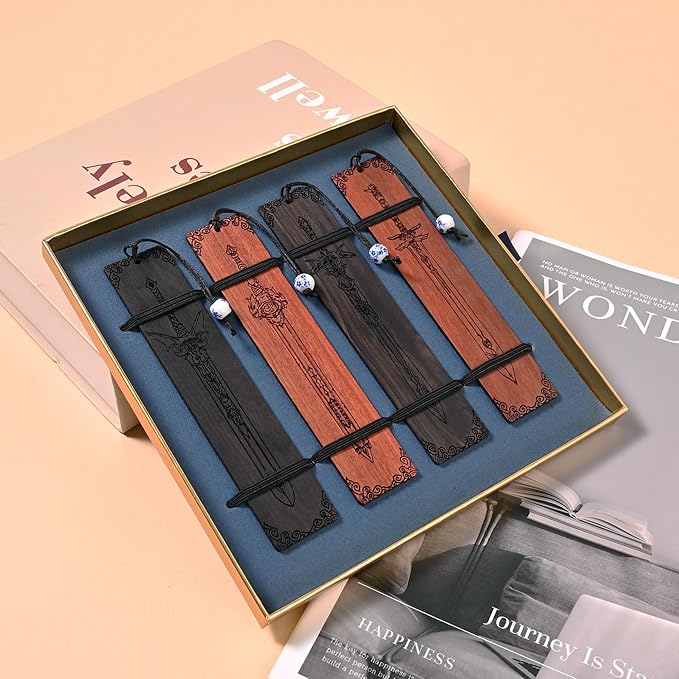 ZQZYMXQ 4Pcs Sword Bookmark, Cool Bookmarks for Men, Gifts for Book Lovers Men (Sword Set)
