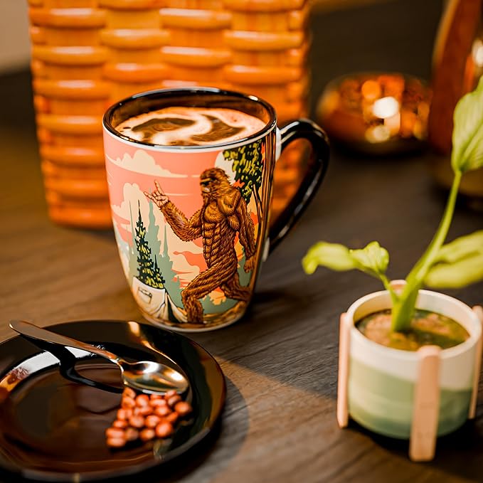 Color Changing Bigfoot Coffee Mug 15OZ - Ceramic Heat Sensitive Cup Hot Cocoa Tea Milk Mugs Hot Drinks and beverages Unique Beautiful Funny Holiday Christmas gift Idea Sasquatch Cryptid lovers men dad