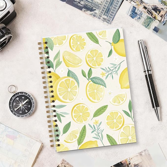 Amalfi Lemons Spiral Notebook, Aesthetic Cute Study Supplies, Christian Gifts for Women Girls, 5.5x8.3 Inch - A15
