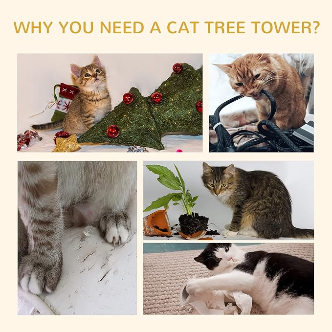 PawHut Floor-to-Ceiling Cat Tree Cat Climbing Tower with Sisal-Covered Scratching Posts Natural Cat Tree Activity Center for Kittens Cat Tower Furniture, Brown