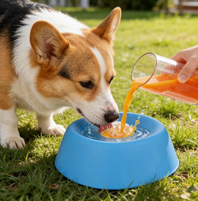 Slow Feeder Dog Bowl with Ball, Anti-Slip for Dogs Cats, Interactive Licking Toy for Liquid Treats Yogurt Bone Broth, Puppy Post Surgery Feeding Supplies (Blue)