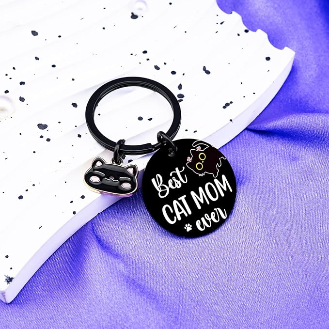 Cat Mom Mothers Day Gifts For Women Black Cat Keychain Stuff Gifts For Cats Lovers Unique Cats Lover Gifts For Women