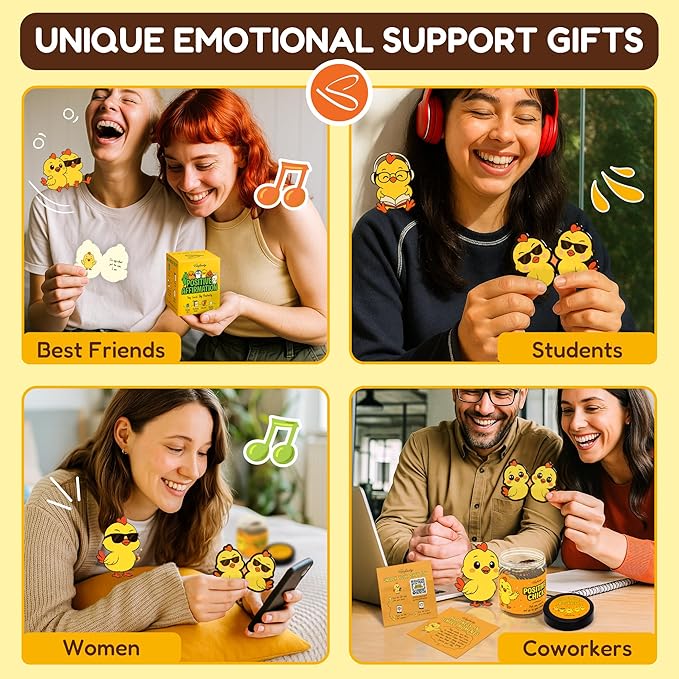 Stofinity Emotional Support Chicken Gifts For Women - Positive Affirmation Cards For Women Birthday Gift Ideas, Unique Inspirational Gifts For Coworker, Motivational Chicken Decor for Office Desk