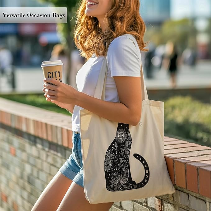 Pets Lover Gifts Tote Bag for Women, Dogs Cats Bee Aesthetic Canvas Bag with Inner Pocket
