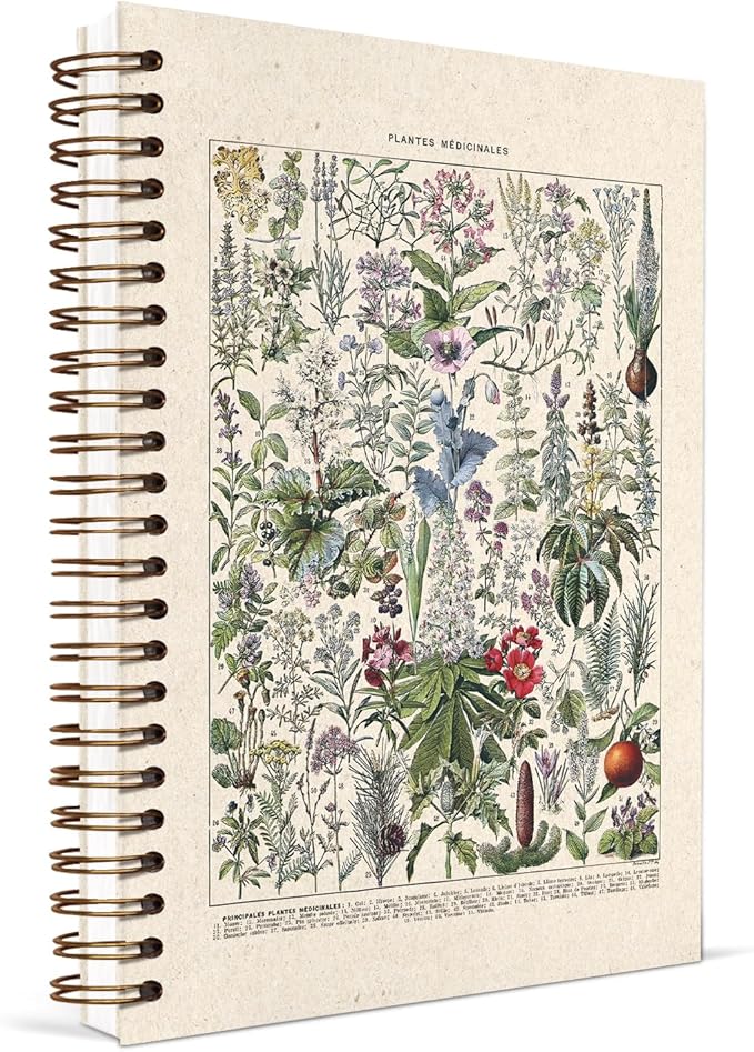 KDHTY Vintage Plant Nature Journal, Medicinal Botanical College Notebook, Medical Notebook, Medicinal Plant Biomedicine Herbalism Learning Spiral Notebook 5.5x8.3