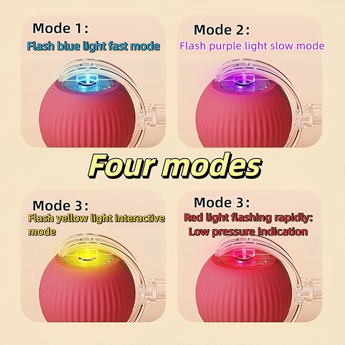 2025 New Speedy Tail 2.0 cat Toy，360° Automatic Smart Pet Toy Self Rolling Balls for Bored Indoor Cats，Speedy Interactive Cat Toy (Red)