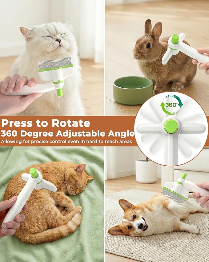 Cat Steam Brush for Shedding 4 in 1 Pet Rechargeable Spray Hair Removal Comb for Indoor Cats with Pets 360-Degree Rotatable Flea Comb Grooming Supplies Suitable for All Long-haired and Short-haired