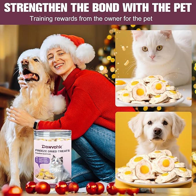 Freeze-Dried Chicken & Egg Cat and Dog Snacks - No Additives, Naturally Gentle, Suitable for Training Kittens and Puppies, Supports Coat and Digestive Health, 3.53oz/1PC
