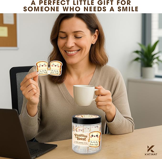 Positive Toast Jar – Cute Toast Love Notes with 60 Romantic Messages, Gifts for Her Him Loved One, Romantic Present for Boyfriend Girlfriend, Funny Wedding Anniversary Birthday Gift for Women Men Couples Wife Husband Valentines Day