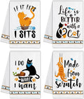 pinata Cat Lover Gifts for Women, Cat Kitchen Towels Set of 4, Cute Funny Housewarming Dish Hand Towels for Home Kitchen Decor