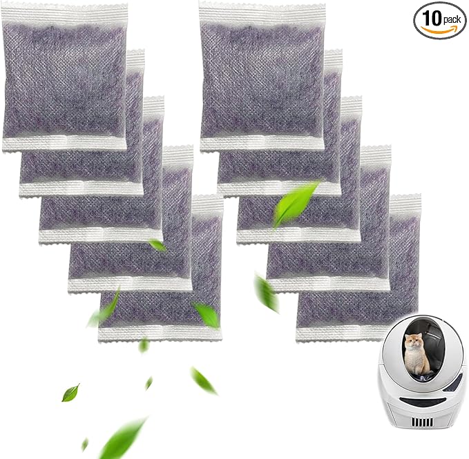 10 PCS Cat Litter Deodorizer Refills Compatible with Whisker OdorTrap Pod,Odor Remover Refills for Litter-Robot 4 Waste Bags & Litter-Robot 3 Waste Drawer, Litter Box Odor Eliminator (Lavender)