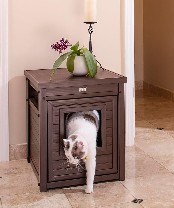 New Age Pet ECOFLEX Litter Loo Standard & Jumbo Sizes, 4 Colors, Moisture and Odor Resistant Enclosure & End Table, No‑Tools Assembly, 10 Year Warranty, Russet Brown, Standard