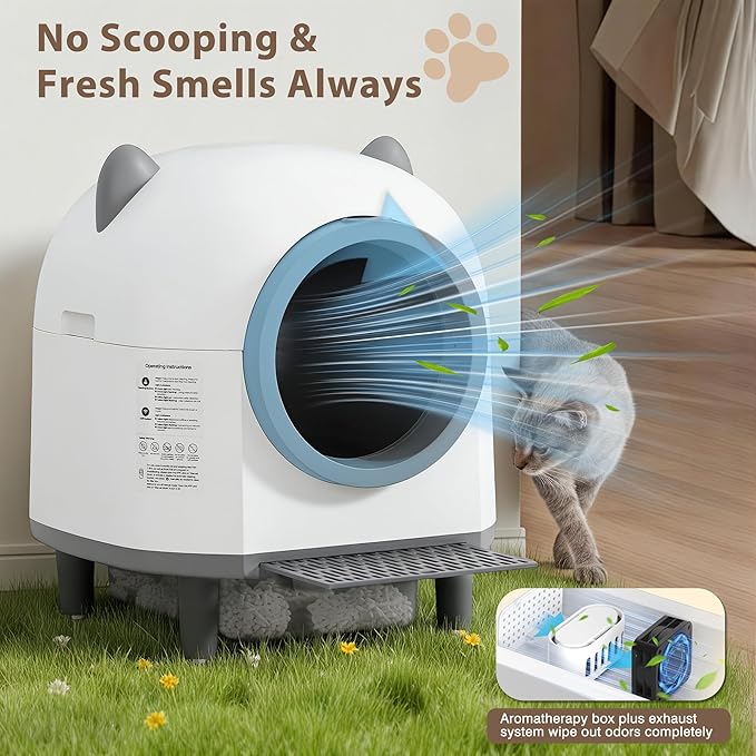 MAGIC UNION Automatic Self Cleaning Cat Litter Box for Multi-Cat Homes, App Remote Control Smart Robot Litter Box w/Multi-Sensor Safety Protection, Comes with 2 Liner Bags and 1 Scent Cartridge