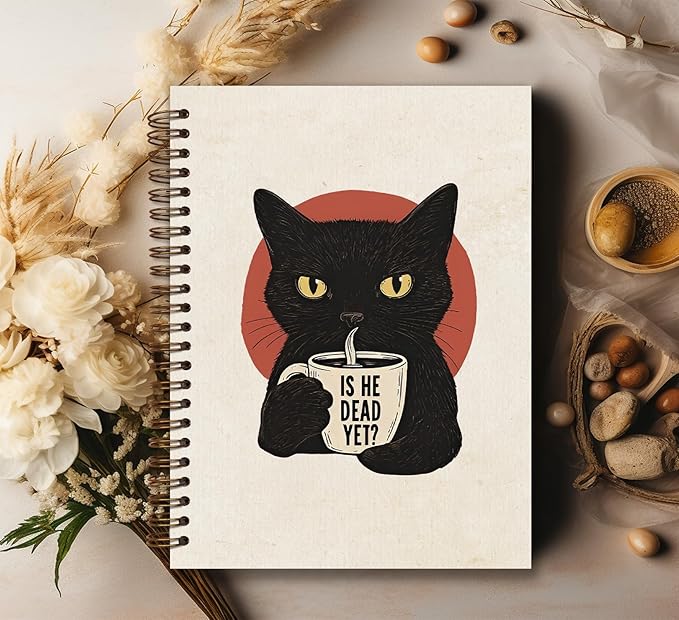 KDHTY Funny Office Notebooks,Vintage Funny Black Cat Notebook Journal,Cat Office Supplies Notebooks for School,Gifts for Cat Lovers,Sarcastic Office Work Humor Gifts for Coworkers Women Men Hardcover Spiral Notebook 5.5 x 8.3