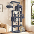 Hzuaneri Large Sturdy Cat Tree Tower, 75 Inch Tall Pet Condo for 7 Large Cats, Cat Tree Indoor Climbing Activity Tower, 2 Large Platform/2 Cave/2 Hanging Basket/5 Scratching Post, Dark Grey MS19018SG