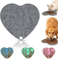 Silicone Slow Feeder Dog & Cat Bowl with Suction Cups – Non-Slip Fun Pattern for Dogs and Cats, Interactive Pet Enrichment Bowl, Treat Eating Feeder, Heart-Shaped Mat Compatible (Grey)
