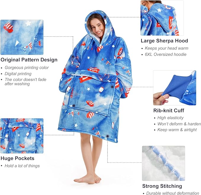 Narecte Cozy Oversized Blanket Hoodie Wearable Blanket Adults Soft Hooded Blanket Hoodie Birthday Gifts for Women Christmas