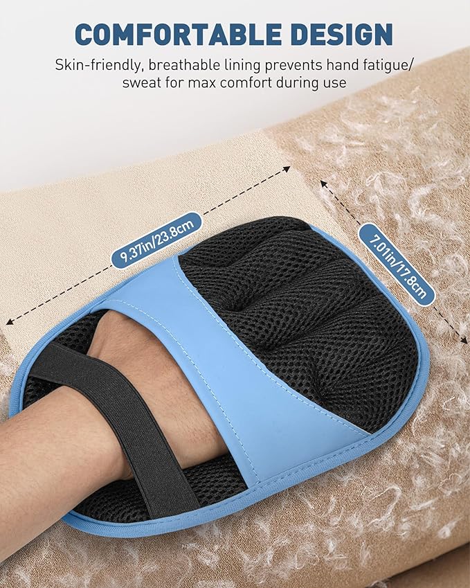 Pet Hair Removal Glove - Electrostatic Magic Brush Gloves Pet Hair for Dogs and Cats, The Magic Brush Pure Path Yomi Pet Grooming Needs, Fur Remover for Furniture, Clothes, Car Seats (Blue)