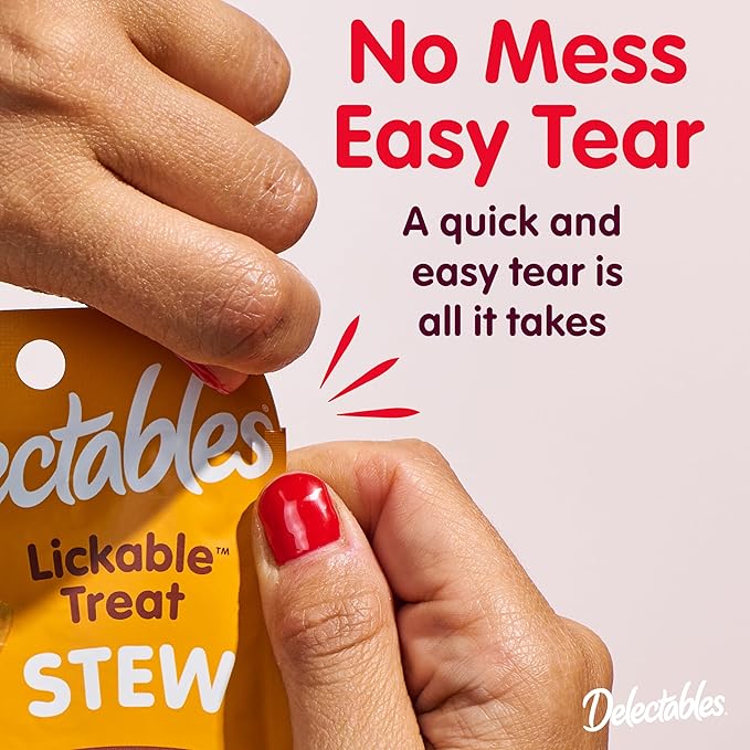 Delectables Lickable Treat Gravy Variety Wet Cat Treat & Food Topper, Food Topper, Hydrating, Grain-Free, No Fillers, No by-Products, No Added Preservatives, 1.4oz Pouch, 30 Pack