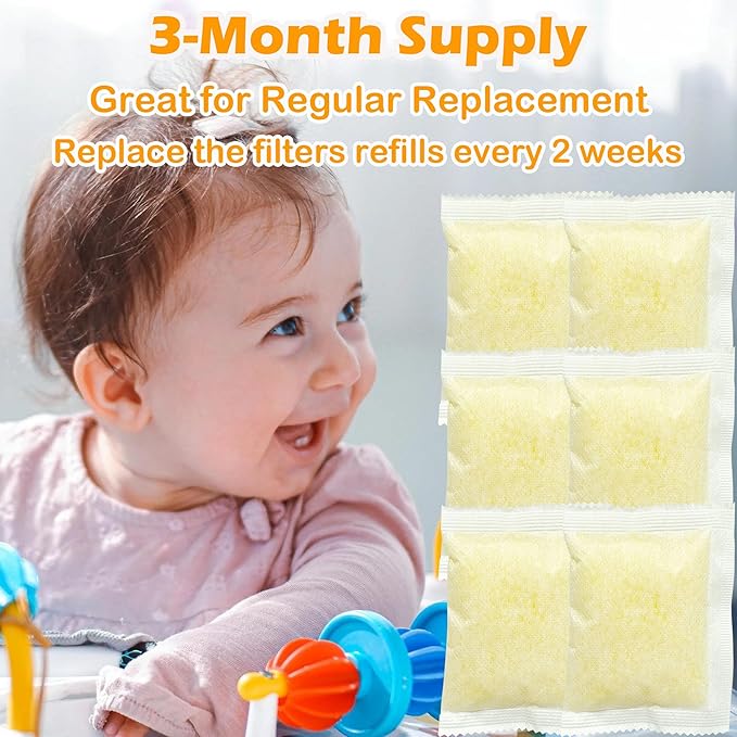6 Pack Odor Absorber Carbon Filter Refills for Munchkin Step Diaper Pail, Odor Eliminator for Arm & Hammer Puck Baking Soda Cartridge