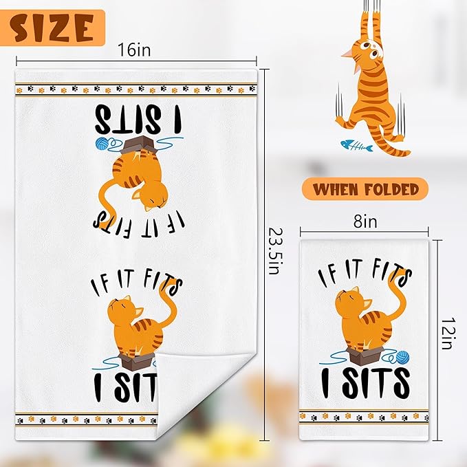 pinata Cat Lover Gifts for Women, Cat Kitchen Towels Set of 4, Cute Funny Housewarming Dish Hand Towels for Home Kitchen Decor