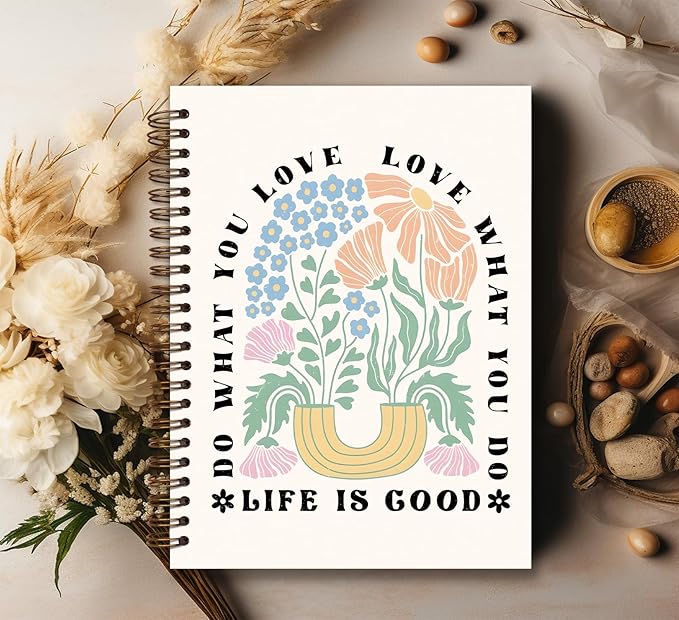 KDHTY Boho Floral Teacher Gifts,Teacher Notebook, Teacher Appreciation Gift,Love Appreciation Gift for Teacher,Back to School Gifts,Teacher Life Inspirational Teacher Hardcover Spiral Notebook,5.5x8.3