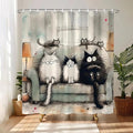 Kawaii Cartoon Cat Shower Curtains,Cute Cat Bathroom Decor for Kids Women,Funny Waterproof Polyester Bath Curtains for Home Decor,72x72 Inch