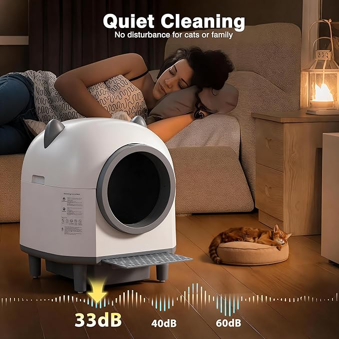 Automatic Self Cleaning Litter Box for Multiple Cats, Featuring 80L Large Capacity, APP Control, Safety Sensor & Odor-Free Waste Disposal, Includes 2 Roll Garbage Bags (Enclosed-Top)