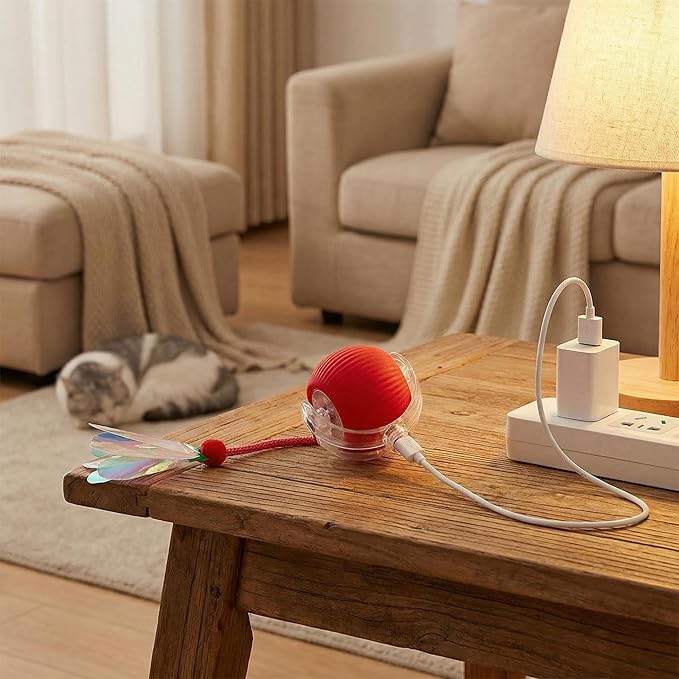 OAOAPLOS® Interactive Cat Toy Rolling Ball, Automatic Self-Moving Rechargeable Cat Ball with LED Light, Smart Indoor Exercise Toy for Bored Cats & Kittens, Durable Silicone & ABS Design