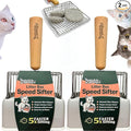 Cat Litter Scoop 2-PACK, Metal Litter Scooper – Save More with 2, 5X Faster No-Shake Sifting Design, Stainless Steel Litter Scoop with Holder, Reduces Dust & Waste, Heavy Duty