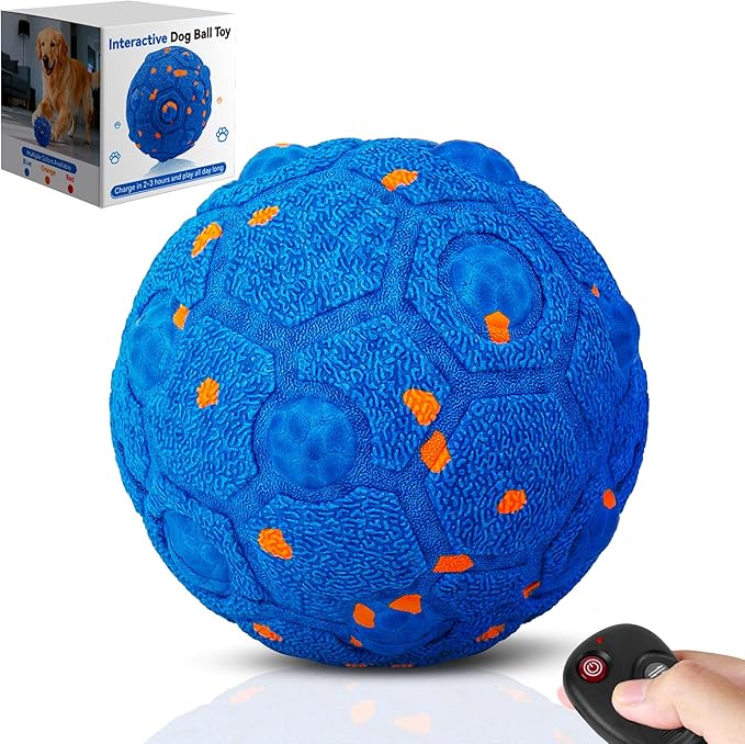 Newget Interactive Dog Toy Ball with Remote, 3 Modes Smart Moving Dog Balls with Touch Wake-Up, Automatic Bouncing/Rolling Chew-Resistant for Medium & Large Dogs to Keep Busy, Indoor/Outdoor