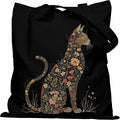 DYALE Canvas Tote Bag Double-Sided Prints with Snap Closure, Cute Tote Bag with Pocket for Shopping, Library, Work, Travel