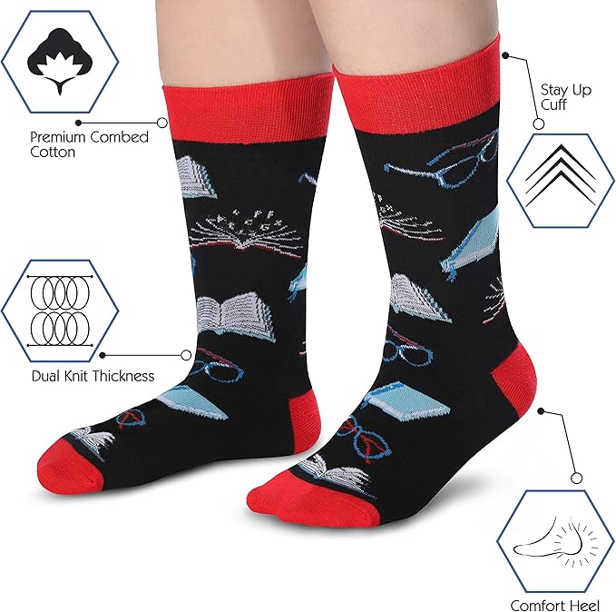Cavertin Women's Novelty Socks with Gift Box Cat Lover Dog Mom Book Lover Cat Mom Llama Unicorn Sloth Corgi