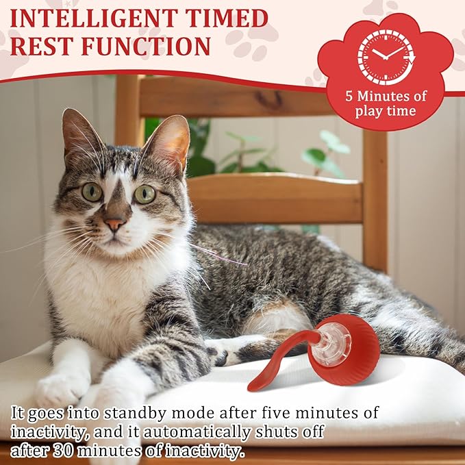 Interactive Cat Toy Ball 3 Modes Cat Moving Ball Smart Timing Cat Rolling Ball Anti Bite Smart Cat Ball Toy Compact Interactive Cat Ball Interactive Rolling Dog Ball for Dogs Cats