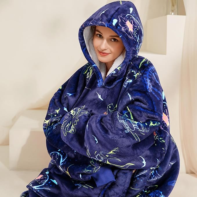 Narecte Cozy Oversized Blanket Hoodie Wearable Blanket Adults Soft Hooded Blanket Hoodie Birthday Gifts for Women Christmas