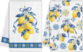 Hexagram Lemon Kitchen Towels Set of 2, Lemon Decor Gifts for Women, Funny Cute Housewarming Dish Hand Towels for Home Kitchen Decor