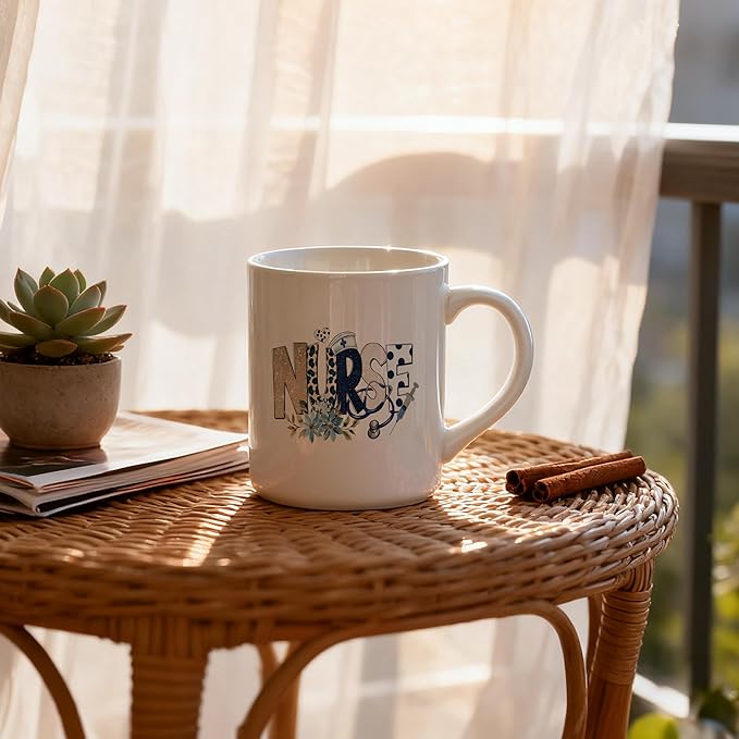 Gold Blue Leopard Nurse Mug, Nurse Gifts for Women Coffee Cup, Nurses Appreciation Gifts, Nursing Student Gift Ceramic Coffee Mug 11 oz