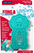 KONG ZoomGroom Bubbles Dog Brush - Soap Dispensing, Massaging and Gooming Brush for Dogs, Removes Shedding Hair - Works on All Coat Types and Lengths