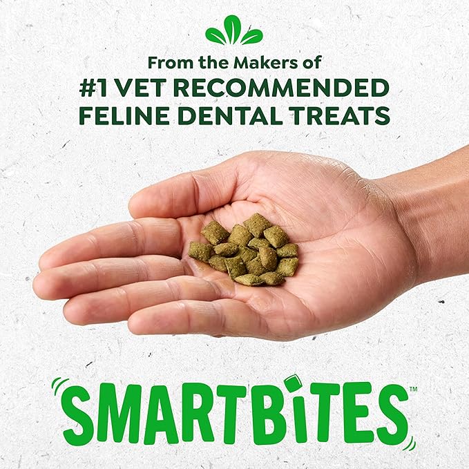 Greenies Cat Treats, Feline Smartbites, Skin & Fur Health, Crunchy and Soft Cat Treats, Chicken Flavor, 4.6 oz. Pack