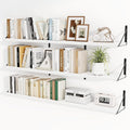 Heimlove Floating Book Shelves for Wall,47.2 Inches Long Wall Mounted Bookshelves,Heavy Duty Bracket Shelves for Living Room Kitchen,Laundry Room Storage & Decor,Set of 3,White