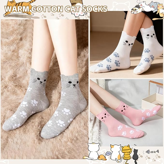 Cat Lover Gifts for Women, Cat Gifts for Women, Cat‘s Themed Gift for Christmas Mother's Day Birthdays, Funny Gift for Cats Lovers for Crazy Cats Lady Mom Daughters with Glass Cup Scented Candle Socks